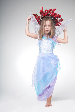 Cute Little Girl In Good Fairy Costume.