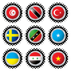 collection of nine diferent flags from countries
