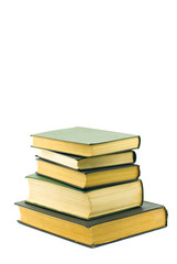 Books combined by a pile on a white background