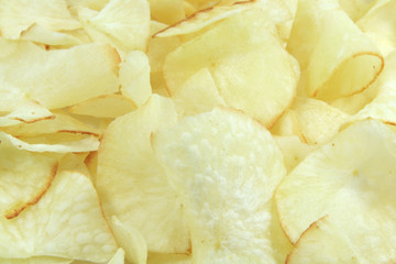 Potato Chips out of the bag in plain classic unsalted flavor