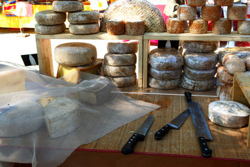 fromage sur etalage de marche dans le sud de la france