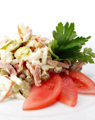 Salad Comprises Smoked Chicken and Celery