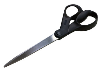 Black scissors isolated on a white background.