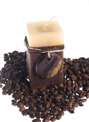 Candle with coffee grains