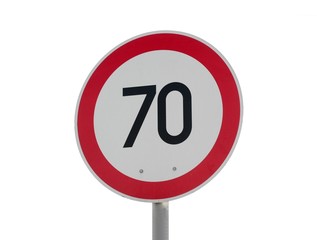 Speed limit sign isolated on white background