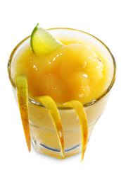 Fototapeta na wymiar Fruit Healthy Cocktail from Mango and Tangerine