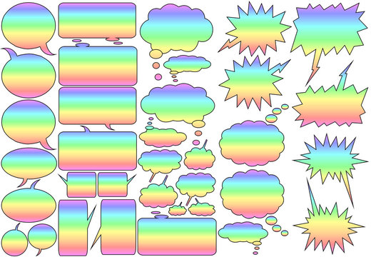 Rainbow Comic Dialogue Balloon Set
