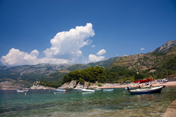 Obraz premium Beautiful mediterranean coastline. Sveti Stefan. Milocher park