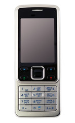 Classic modern mobile phone. Isolated with clipping path