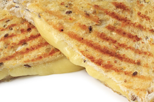 Close-up of grilled cheese sandwich.  Melting mozzarella