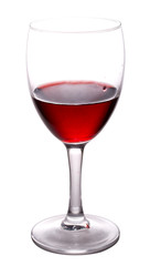 close-up glass with red wine, isolated on white
