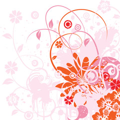 floral grunge rose et orange