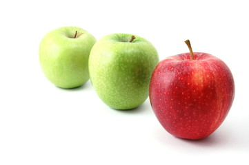 Red an green apples isolated on a white background