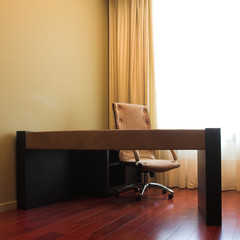 Cabiet interior, table and chair