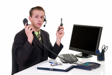 Naklejka premium Handsome young stressed businessman