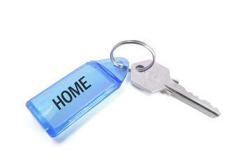 Key with Tag on Isolated White Background