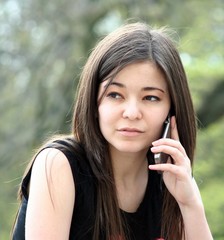 young girl with mobile phone