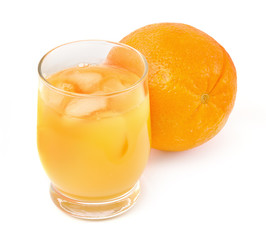 freshly squeezed orange juice on white background,