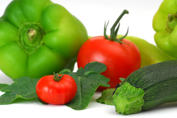 Mix of veggies placed on white background