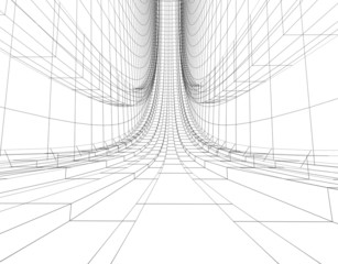 abstract futuristic architectural wireframe construction