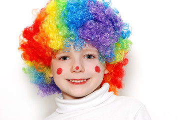 The cheerful clown on a light background