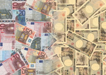 Euros and Yen background illustration