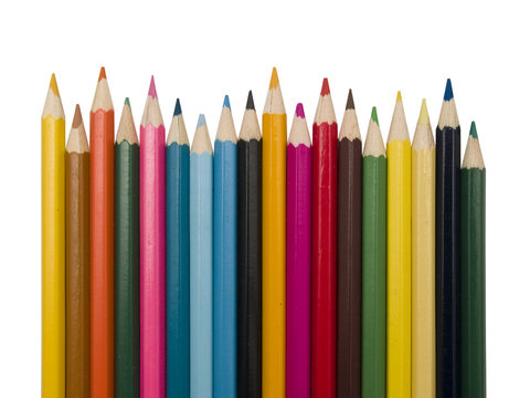 Colour pencils isolated on a white background