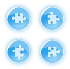 Jigsaw icons for web design. Blue series.