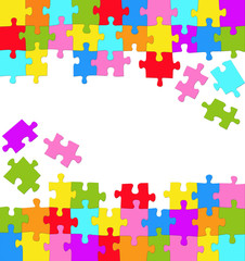 Vertical background with many colored puzzles