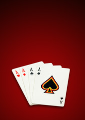 Four aces, poker cardsclipping path excludes the shadow.