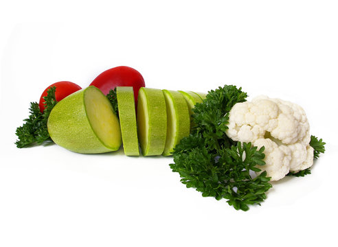 Fresh raw vegetables  isolated on white  background