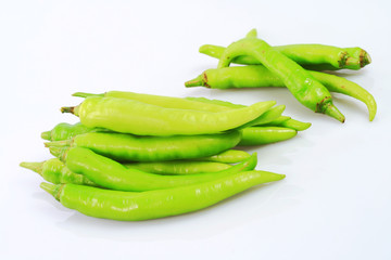 a bunch of green  pepper isolated on white background.