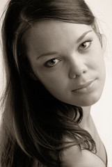 Naklejka premium portrait of the young girl on white background in studio