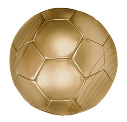 Close up of a gold football on white