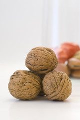 colors of autumn, composition with fruit and towels