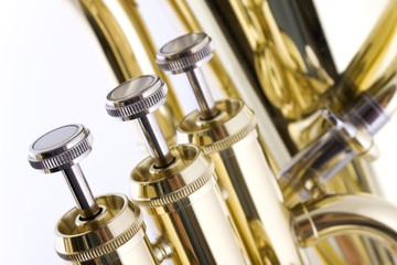 High key close up of euphonium valves