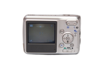 modern digital camera isolated on white