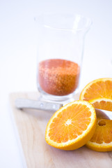 Fresh fruit, a tropical orange on white backgroud