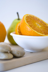 Fresh fruit, a tropical orange on white backgroud