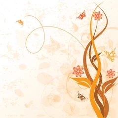 Wall murals Butterflies in Grunge Decorative floral on grunge background, vector illustration