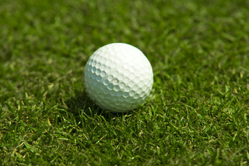 Golf club view of Golf ball in the putting green - sport