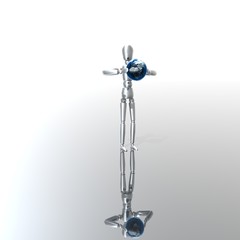 Silber Figur hält Erde