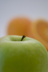 Fresh green apple fruit breakfast on white background