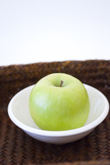 Fresh green apple fruit breakfast on white background