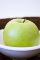 Fresh green apple fruit breakfast on white background