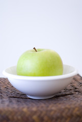 Fresh green apple fruit breakfast on white background