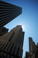 Fototapeta na wymiar skryscrapers in New York blocking the sunlight.