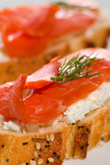 delicious canape with smoked salmon, cream chees