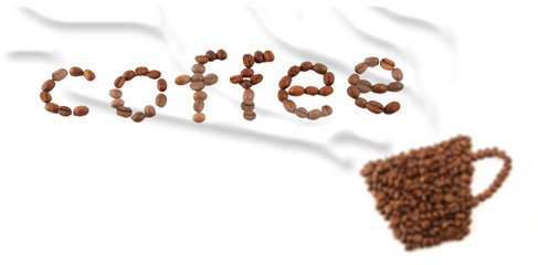 Coffee beans - cup and letters