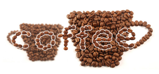Coffee beans - cups and letters